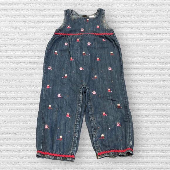 Gymboree Peruvian Doll Embroidered Denim Overalls 2T 2006 Vintage Rare - Picture 2 of 6